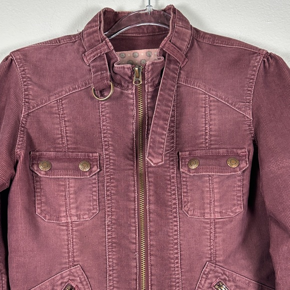 Abercrombie & Fitch Y2K Maroon Slim Fit Utility Jacket Moto Style Size M - Picture 4 of 9